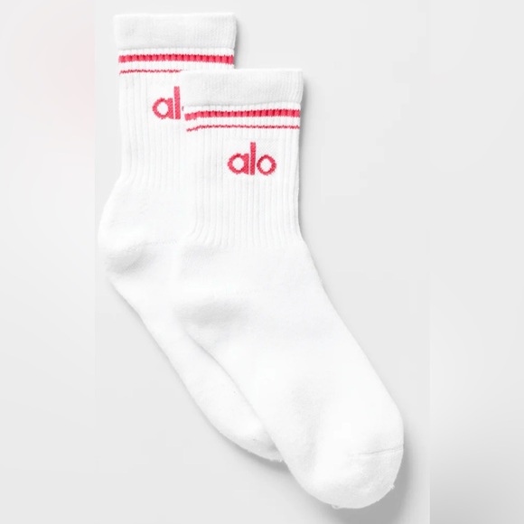 ALO Yoga Accessories - NWT ALO Half-crew Throwback Socks in Pink and White